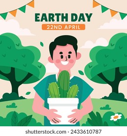 Earth Day Celebration. Happy earth day Background. April 22. Vector illustration design Template for Poster, Banner, Flyer, Card, Post, Cover, Campaign, Event. Save the Earth concept. go green.