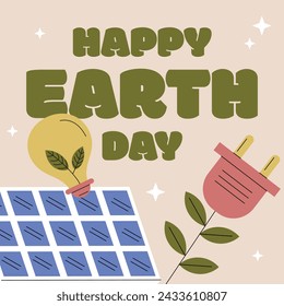 Earth Day Celebration. Happy earth day Background. April 22. Vector illustration design Template for Poster, Banner, Flyer, Card, Post, Cover, Campaign, Event. Save the Earth concept. go green.