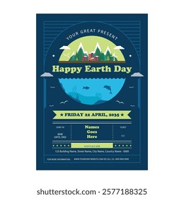 Earth Day Celebration. Happy earth day Background. April 22. Vector illustration design Template for Poster, Banner, Flyer, Card, Post, Cover, Campaign, Event. Save the Earth concept. go green.