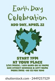 Earth day celebration poster flyer or social media post design