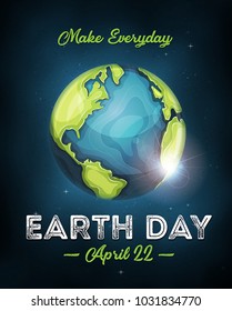 Earth Day Celebration Poster/
Illustration of a happy earth day banner, on space background for environment safety celebration