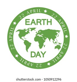 Earth day in a circle map Earth on a white background. Vector illustration.