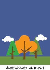 earth day clean up poster background vertical with landscape of blue sky and trees
