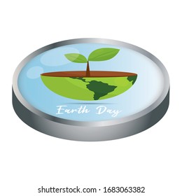 Earth day coinwith an earth planet - Vector