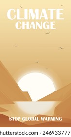 Earth Day, Combat Desertification and Drought banner. Global warming, world environment day vertical illustration