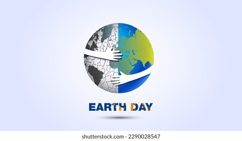 Earth day concept. 3d environmental protection creative. eco friendly design. Save erth save life. Happy Earth Day. Vector illustration