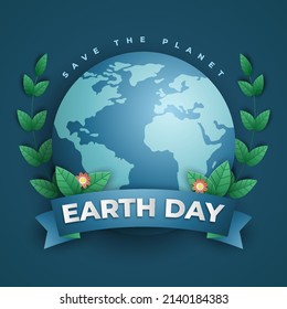 Earth day concept. 3d paper cut eco friendly design. Paper carving Earth map shapes. Save the Earth concept. April 22. Vector illustration. 