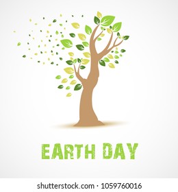 Earth Day concept with abstract tree and leaves