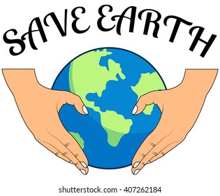 Earth day concept with character pair of hands, vector illustration