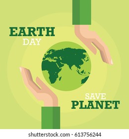 Earth day concept. Human hands holding floating globe