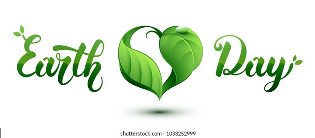 Earth Day concept illustration. Leaf in a heart shape.