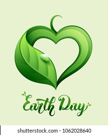 Earth Day concept illustration. Leaf in a heart shape.