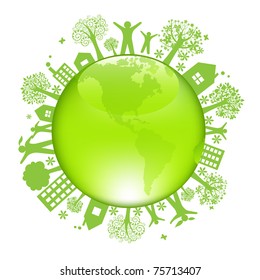 Earth Day Concept, Isolated On White Background, Vector Illustration