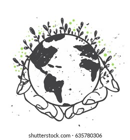 Earth day concept. Save planet.  Vector illustration. World environment day 