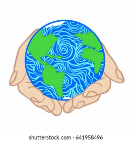 Earth day concept. Save planet. World environment day. Vector illustration.