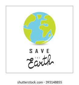 Earth day concept. Earth Day Vector illustration with hand drawn word, planet  and continents. Lettering EPS 10