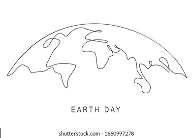 Concepto del Día de la Tierra, esquema del mapa mundial - vector de existencias