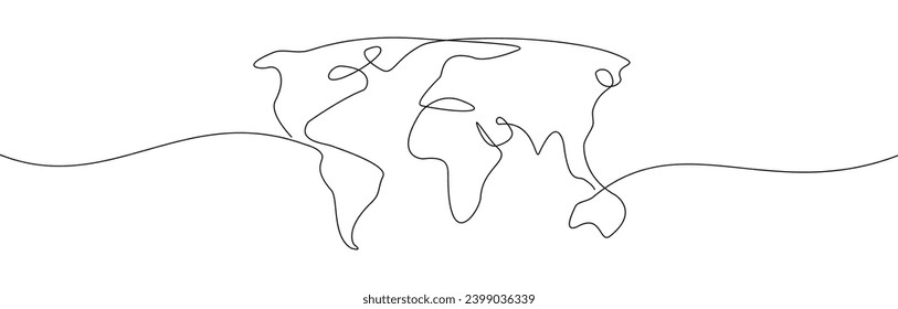Earth Day-Konzept, Weltkarte, durchgehend, Weltkarte, ein Zeilensymbol - Stock-Vektorgrafik