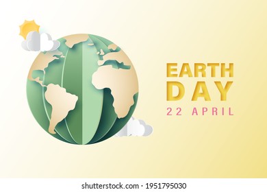 Earth day concept.3d paper art of eco friendly design.Save the world with ecology and environment conservation concept.Vector illustration.