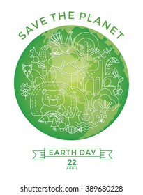 Earth Day. Conceptual design for the conservation of nature. Trendy graphic style. 