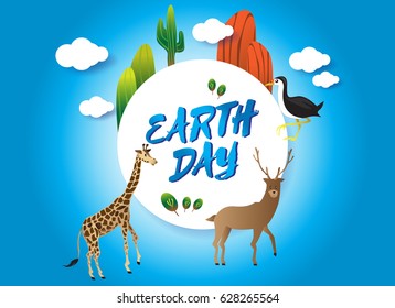 Earth Day Concept,wildlife concept,save the earth.Vector illustration
