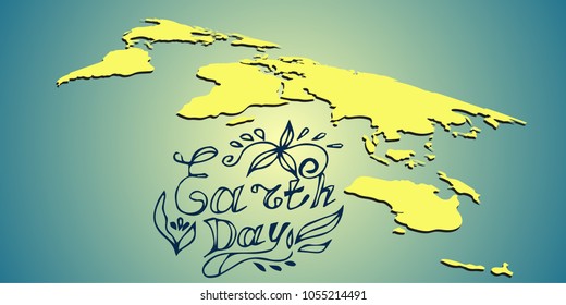 Earth day, continents vector image, ecology, earth protection