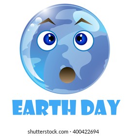 Earth day creative poster card with emoticon globe vector image