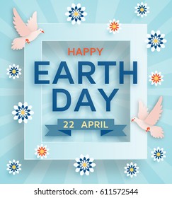 Earth Day cute background with doves. Vector illustration
Happy Earth Day background. 
