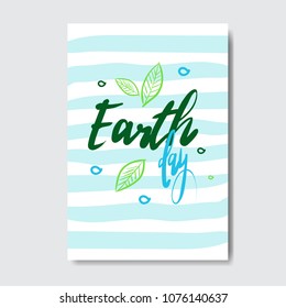 Earth Day Cute Greeting Card Or Postcard Eco Holiday 22 April Concept