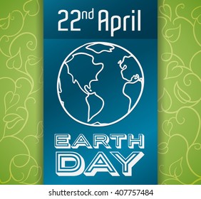 Earth Day design with floral background and blue ribbon with commemorative text.