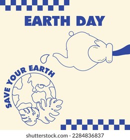 EARTH DAY DESIGN POSTER WITH 90S STYLE