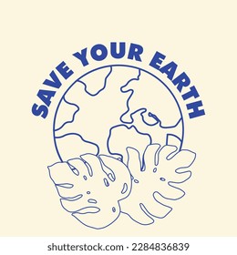EARTH DAY DESIGN POSTER WITH 90S STYLE
