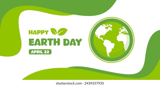 Earth Day design template. Abstract green background with wavy organic shapes. Vector Illustrations