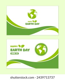 Earth Day design template. Simple clean background with green waving shapes. For prints, flyers, covers, cards, and banners. Eco concepts. Vector Illustrations