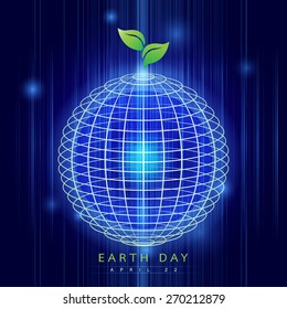 Earth Day: Earth digitally generated image of blue light and stripes moving fast over blue background