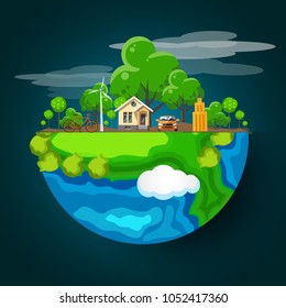 Earth Day. Eco friendly concept. Vector illustration. Earth day concept. World environment day background. Save the earth. Happy Earth Day Poster or Banner Background.