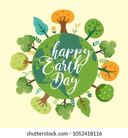 Earth Day. Eco friendly concept. Vector illustration. Earth day concept. World environment day background. Save the earth. Happy Earth Day Poster or Banner Background.