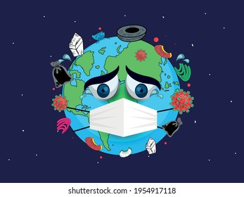 Earth Day. Eco friendly concept. Vector illustration. Earth day concept. World environment day background. Save the earth. Happy Earth Day Poster or Banner Background. Stop Corona Virus