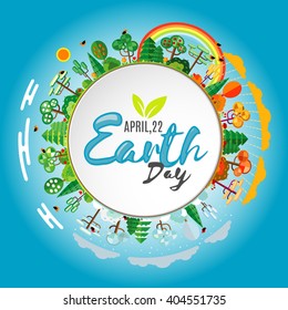 Earth Day. Eco friendly ecology concept. Flat Vector illustration. Earth day flat concept. World environment day background. Save the earth. Green day.