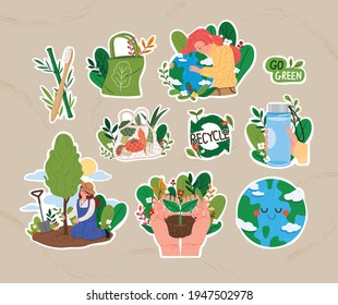 Earth Day, eco-friendly concept vector illustration. Nature protection, environmental protection, zero-waist products.