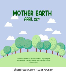 Earth Day. Umweltfreundliches Konzept. Vektorgrafik. Earth Day-Konzept. Weltumwelttag Gruß. Rettet die Erde! Fröhliche Mutter Erde Tag Post Gruß. Rettet unseren Planeten.