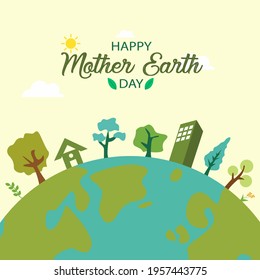 Earth Day. Eco-friendly concept. Vector illustration. Earth day concept. World environment day greeting. Save the earth. Happy Mother Earth Day post greeting. Save our planet.