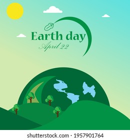 Earth Day. Eco-friendly concept. Vector illustration. Earth day concept. World environment day greeting. Save the earth. Happy Mother Earth Day post greeting. Save our planet.