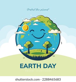 Earth Day. Eco-friendly concept. Vector illustration. Earth day concept. World environment day greeting. Save the earth. Happy Mother Earth Day post greeting. Save our planet.