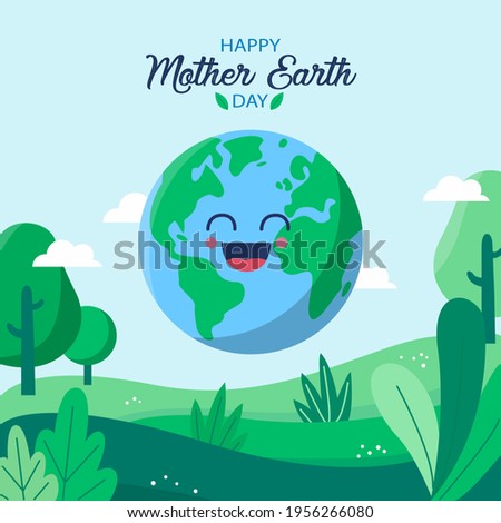 Earth Day. Eco-friendly concept. Vector illustration. Earth day concept. World environment day greeting. Save the earth. Happy Mother Earth Day post greeting. Save our planet.