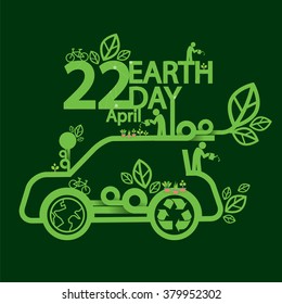 Earth Day Ecologic Driving Concept Vector Illustration