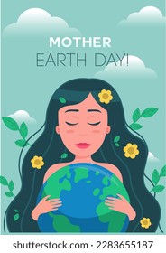 Earth day. The ecological concept. Vector illustration. Earth Day concept. Greeting of World Environment Day. Save the earth. Happy Mother Earth Day after the greeting. Let's save our planet.