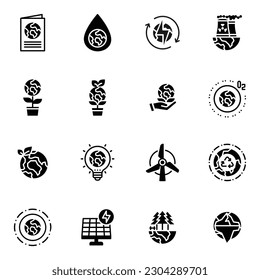 Earth Day Ecology and Environment Icon set. Nature Renewable Energy Icons. Eco Friendly Outline Vector Icon Sign 