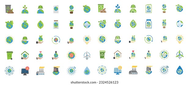 Earth Day Ecology and Environment Icon set. Nature Renewable Energy Icons. Eco Friendly Outline Vector Icon Sign 