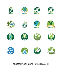 Earth day ecology logo vector template